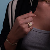 18K Yellow Gold Fluted Emerald cut LAB Ring