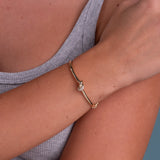18K Yellow Gold Diamond Knot Bangle
