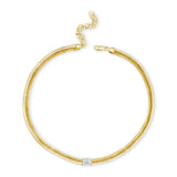 14K Emerald Cut Natural Diamond Pendant Snake Chain Necklace