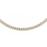 3 Prong Natural Diamond Tennis Necklace - Low Profile- 14K Solid Gold