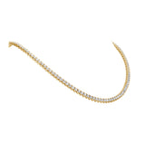 3 Prong Natural Diamond Tennis Necklace - Low Profile- 14K Solid Gold