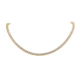 3 Prong Natural Diamond Tennis Necklace - Low Profile- 14K Solid Gold